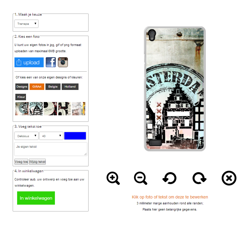 Huawei Ascend P8 Hardcase hoesje ontwerpen Zwart Wit of Trasparant